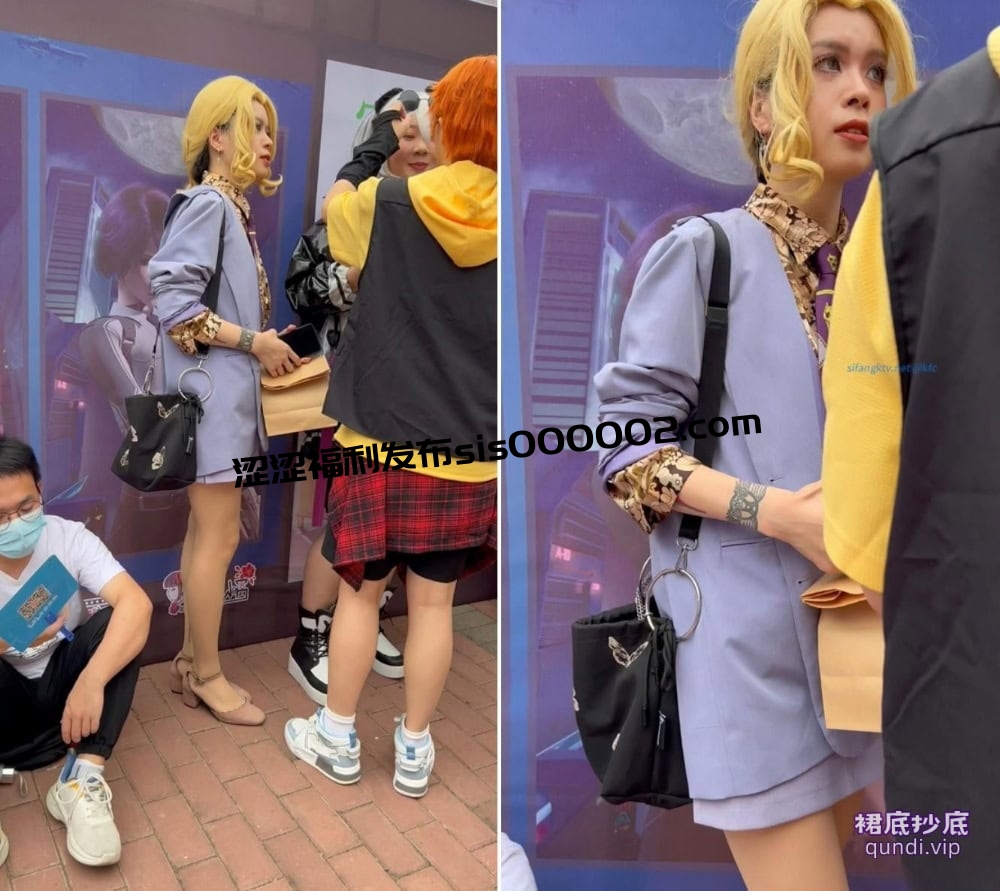 【KFC-178】⭐黄发短裙靓女和朋友聊天。肉丝袜骚内性感【356M】